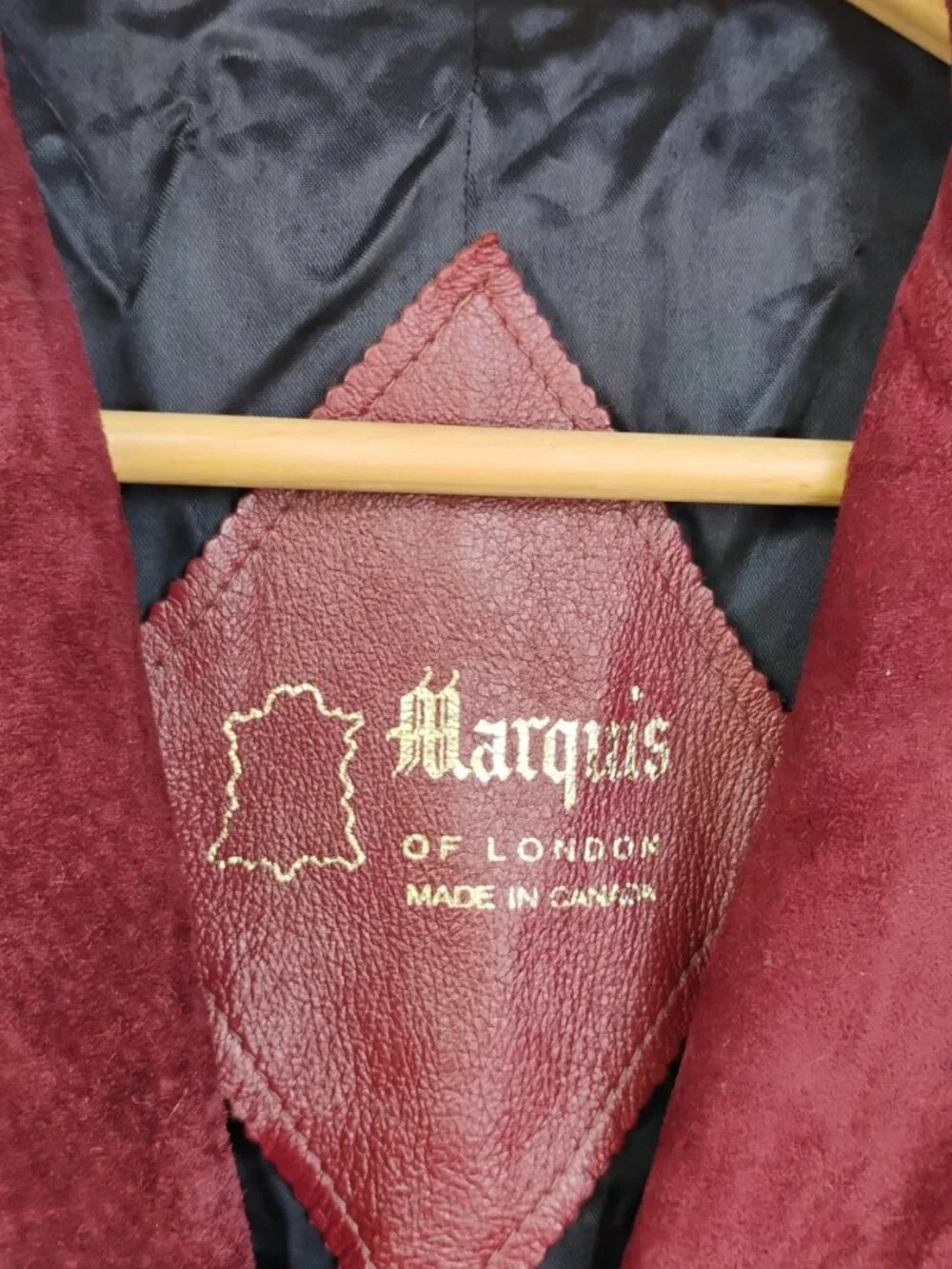 Marquis of London Women’s Vintage Suede Burgundy Long Jacket Size 6-8 - Picture 3 of 14